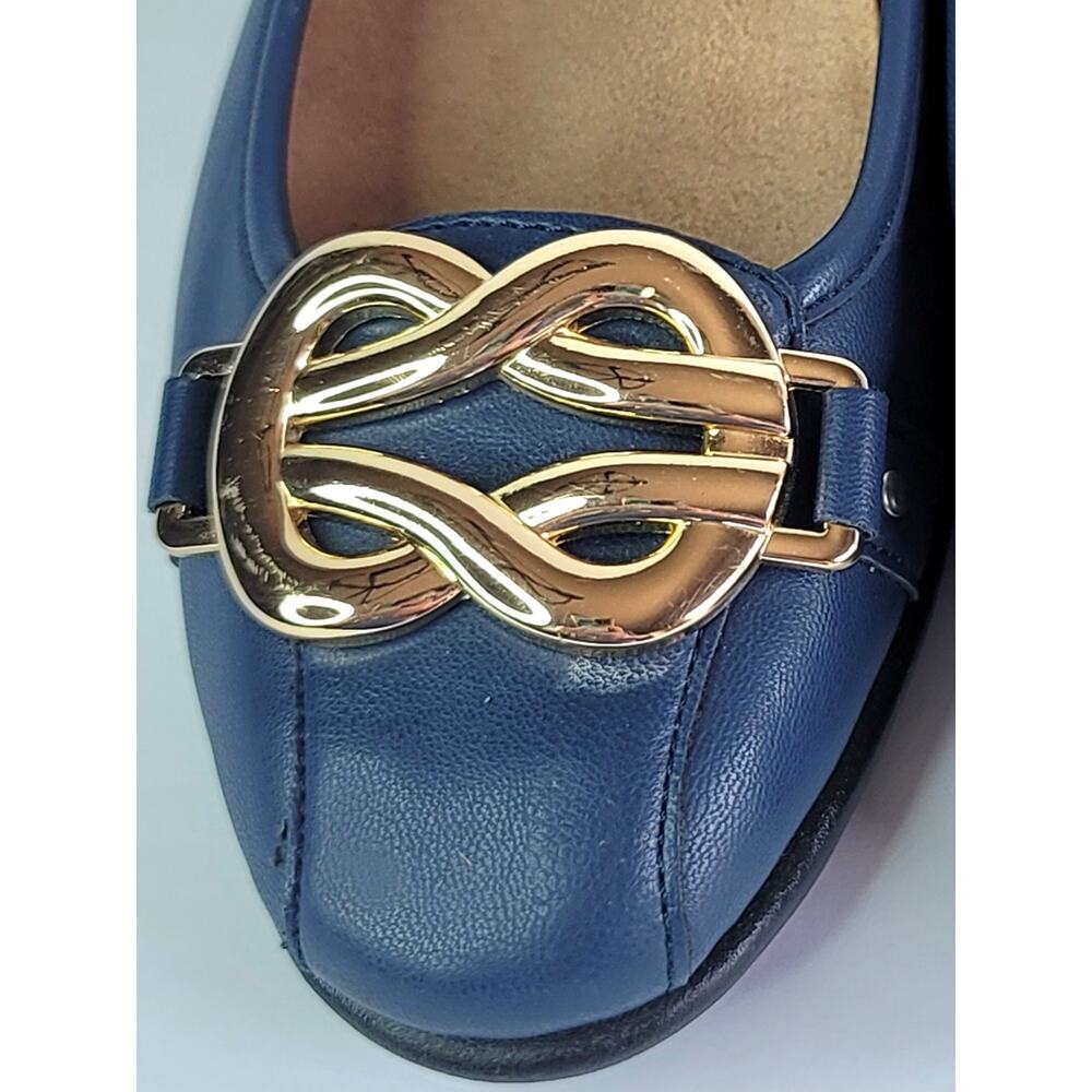 Aerosoles Big Bet Navy Blue Ballet Flats with Gold Knot Detail Women's Size 8.5 - Picture 11 of 11